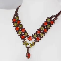 Necklace Copper brass - Double V Tisha Red - Necklace Copper brass - Laiton cuivre